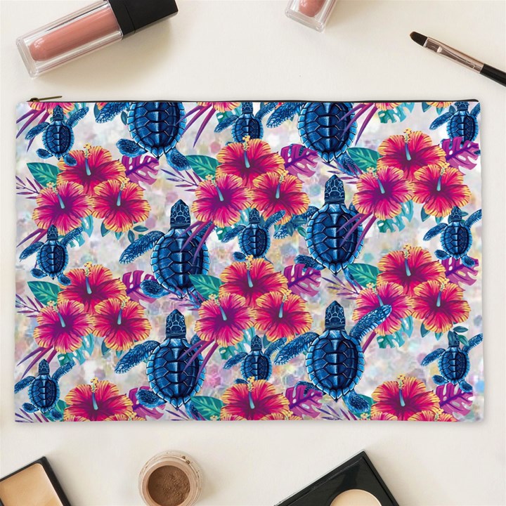 Tropical Flowers Turtles CBDOilPrincess 9a8efa63-1b6b-4226-a85c-858859e581d8 Cosmetic Bag (XXL)