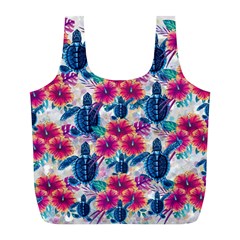 Tropical Flowers Turtles Cbdoilprincess 9a8efa63-1b6b-4226-a85c-858859e581d8 Full Print Recycle Bag (l) by CBDOilPrincess1