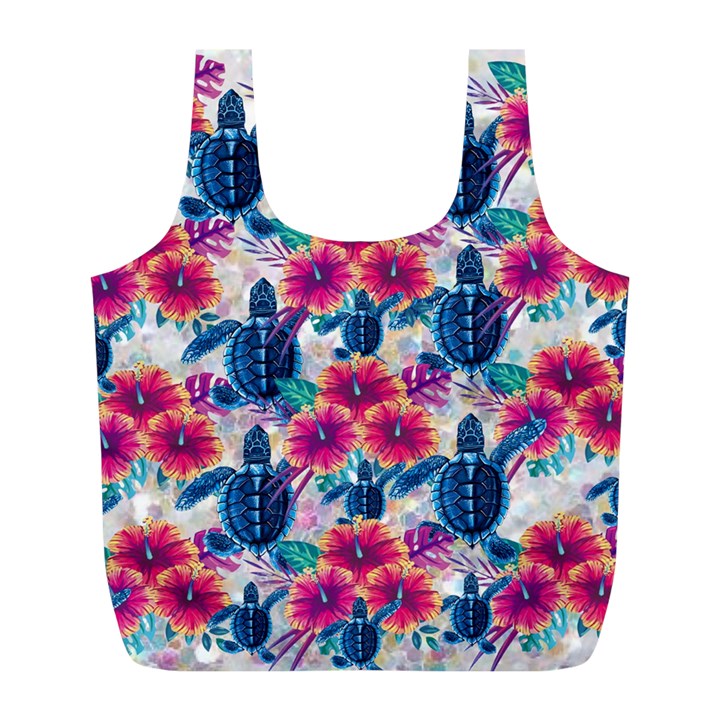 Tropical Flowers Turtles CBDOilPrincess 9a8efa63-1b6b-4226-a85c-858859e581d8 Full Print Recycle Bag (L)