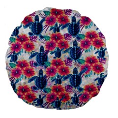 Tropical Flowers Turtles Cbdoilprincess 9a8efa63-1b6b-4226-a85c-858859e581d8 Large 18  Premium Flano Round Cushions by CBDOilPrincess1