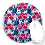 Tropical Flowers Turtles CBDOilPrincess 9a8efa63-1b6b-4226-a85c-858859e581d8 Round Mousepads Front