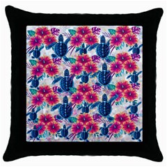 Tropical Flowers Turtles Cbdoilprincess 9a8efa63-1b6b-4226-a85c-858859e581d8 Throw Pillow Case (black) by CBDOilPrincess1