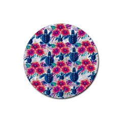 Tropical Flowers Turtles Cbdoilprincess 9a8efa63-1b6b-4226-a85c-858859e581d8 Rubber Round Coaster (4 Pack)  by CBDOilPrincess1