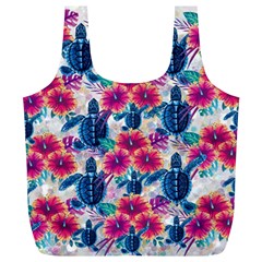 Tropical Flowers Turtles Cbdoilprincess 9a8efa63-1b6b-4226-a85c-858859e581d8 Full Print Recycle Bag (xl) by CBDOilPrincess1