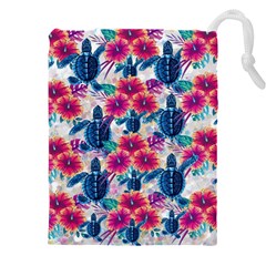 Tropical Flowers Turtles Cbdoilprincess 9a8efa63-1b6b-4226-a85c-858859e581d8 Drawstring Pouch (4xl) by CBDOilPrincess1