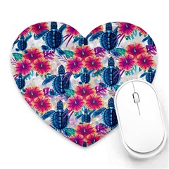 Tropical Flowers Turtles Cbdoilprincess 9a8efa63-1b6b-4226-a85c-858859e581d8 Heart Mousepads by CBDOilPrincess1