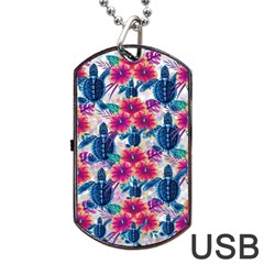 Tropical Flowers Turtles Cbdoilprincess 9a8efa63-1b6b-4226-a85c-858859e581d8 Dog Tag Usb Flash (two Sides) by CBDOilPrincess1