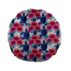 Tropical Flowers Turtles Cbdoilprincess 9a8efa63-1b6b-4226-a85c-858859e581d8 Standard 15  Premium Flano Round Cushions by CBDOilPrincess1