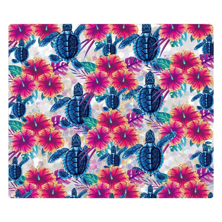 Tropical Flowers Turtles CBDOilPrincess 9a8efa63-1b6b-4226-a85c-858859e581d8 Double Sided Flano Blanket (Small) 