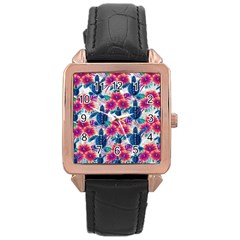 Tropical Flowers Turtles Cbdoilprincess 9a8efa63-1b6b-4226-a85c-858859e581d8 Rose Gold Leather Watch  by CBDOilPrincess1