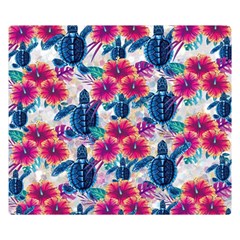 Tropical Flowers Turtles Cbdoilprincess 9a8efa63-1b6b-4226-a85c-858859e581d8 Double Sided Flano Blanket (small)  by CBDOilPrincess1