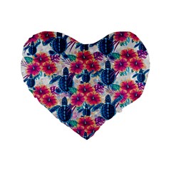 Tropical Flowers Turtles Cbdoilprincess 9a8efa63-1b6b-4226-a85c-858859e581d8 Standard 16  Premium Flano Heart Shape Cushions by CBDOilPrincess1