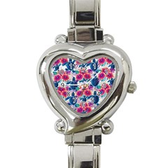 Tropical Flowers Turtles Cbdoilprincess 9a8efa63-1b6b-4226-a85c-858859e581d8 Heart Italian Charm Watch by CBDOilPrincess1