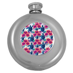 Tropical Flowers Turtles Cbdoilprincess 9a8efa63-1b6b-4226-a85c-858859e581d8 Round Hip Flask (5 Oz) by CBDOilPrincess1