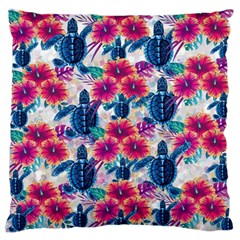 Tropical Flowers Turtles Cbdoilprincess 9a8efa63-1b6b-4226-a85c-858859e581d8 Large Cushion Case (one Side) by CBDOilPrincess1