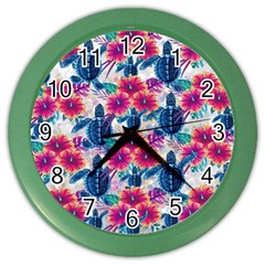 Tropical Flowers Turtles Cbdoilprincess 9a8efa63-1b6b-4226-a85c-858859e581d8 Color Wall Clock