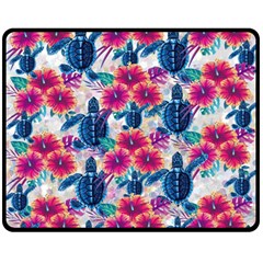 Tropical Flowers Turtles Cbdoilprincess 9a8efa63-1b6b-4226-a85c-858859e581d8 Double Sided Fleece Blanket (medium)  by CBDOilPrincess1