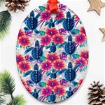 Tropical Flowers Turtles CBDOilPrincess 9a8efa63-1b6b-4226-a85c-858859e581d8 Oval Ornament (Two Sides) Front