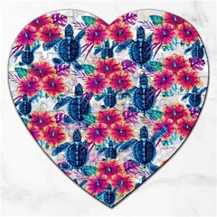 Tropical Flowers Turtles Cbdoilprincess 9a8efa63-1b6b-4226-a85c-858859e581d8 Jigsaw Puzzle (heart) by CBDOilPrincess1