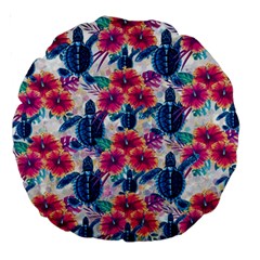 Tropical Flowers Turtles Cbdoilprincess 9a8efa63-1b6b-4226-a85c-858859e581d8 Large 18  Premium Round Cushions