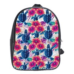 Tropical Flowers Turtles Cbdoilprincess 9a8efa63-1b6b-4226-a85c-858859e581d8 School Bag (xl) by CBDOilPrincess1