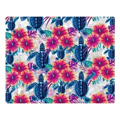 Tropical Flowers Turtles Cbdoilprincess 9a8efa63-1b6b-4226-a85c-858859e581d8 Double Sided Flano Blanket (large)  by CBDOilPrincess1