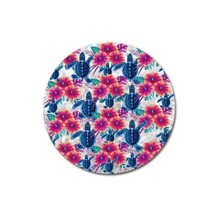 Tropical Flowers Turtles CBDOilPrincess 9a8efa63-1b6b-4226-a85c-858859e581d8 Magnet 3  (Round)