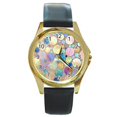 Tiles Cbdoilprincess Eb49aa06-f1b9-412e-836d-30c28dd8f7d9 Round Gold Metal Watch by CBDOilPrincess1