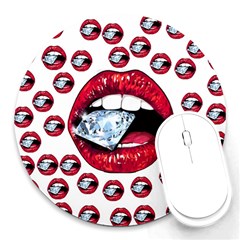 Lips Diamonds Cbdoilprincess  Df7357df-b45a-476d-b5b0-d19665f6de3f Round Mousepads by CBDOilPrincess1