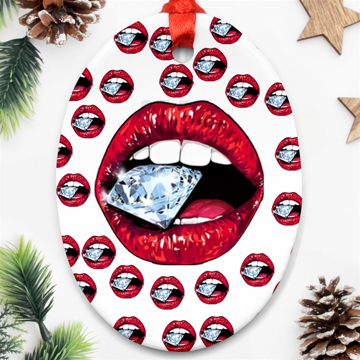 Lips Diamonds CBDOilPrincess  Df7357df-b45a-476d-b5b0-d19665f6de3f Ornament (Oval)