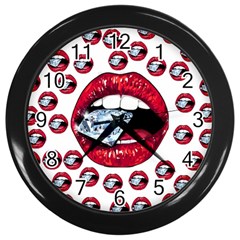 Lips Diamonds Cbdoilprincess  Df7357df-b45a-476d-b5b0-d19665f6de3f Wall Clock (black) by CBDOilPrincess1