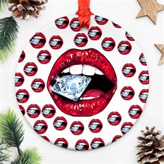 Lips Diamonds Cbdoilprincess  Df7357df-b45a-476d-b5b0-d19665f6de3f Round Ornament (two Sides)