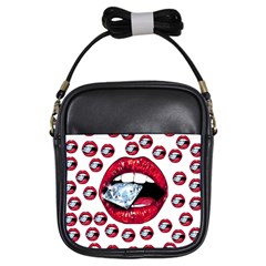 Lips Diamonds Cbdoilprincess  Df7357df-b45a-476d-b5b0-d19665f6de3f Girls Sling Bag by CBDOilPrincess1