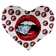 Lips Diamonds Cbdoilprincess  Df7357df-b45a-476d-b5b0-d19665f6de3f Large 19  Premium Heart Shape Cushions by CBDOilPrincess1