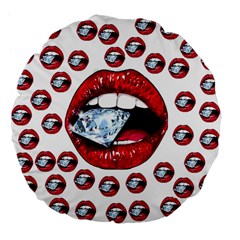 Lips Diamonds Cbdoilprincess  Df7357df-b45a-476d-b5b0-d19665f6de3f Large 18  Premium Flano Round Cushions by CBDOilPrincess1