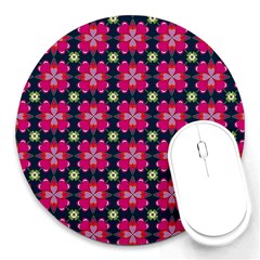 Pattern Of Hearts Round Mousepads by SychEva