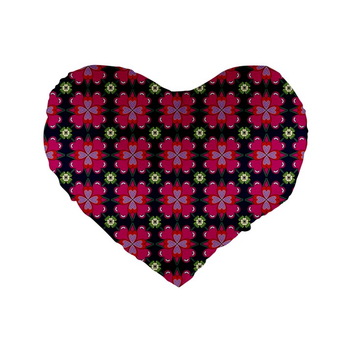 Pattern Of Hearts Standard 16  Premium Flano Heart Shape Cushions