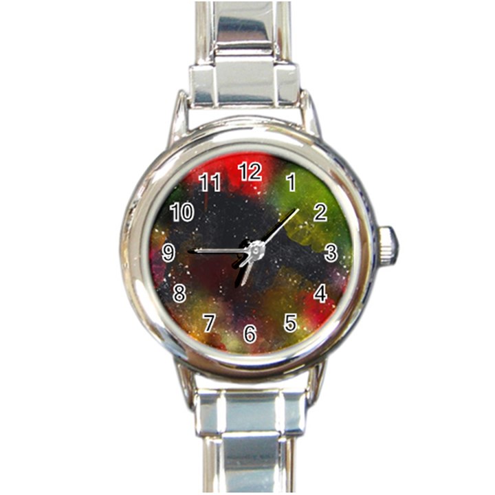 Abstract paint drops Round Italian Charm Watch