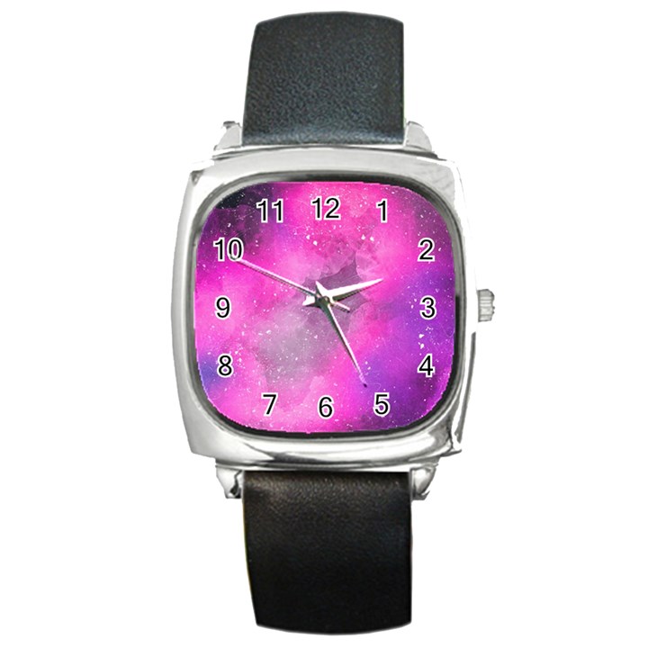 Purple space paint Square Metal Watch