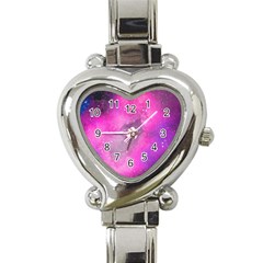 Purple Space Paint Heart Italian Charm Watch by goljakoff