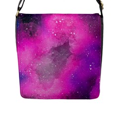 Purple Space Paint Flap Closure Messenger Bag (l) by goljakoff