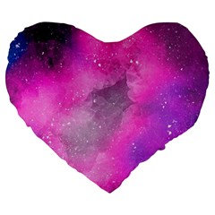 Purple Space Paint Large 19  Premium Flano Heart Shape Cushions by goljakoff