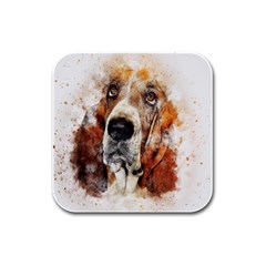 Dog Paint Rubber Square Coaster (4 Pack) 