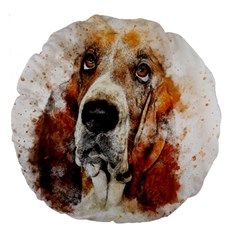 Dog Paint Large 18  Premium Round Cushions by goljakoff