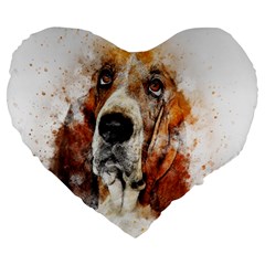 Dog Paint Large 19  Premium Flano Heart Shape Cushions by goljakoff