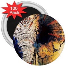 Elephant Mandala 3  Magnets (100 Pack) by goljakoff