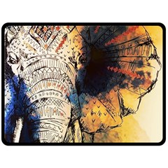 Elephant Mandala Fleece Blanket (large)  by goljakoff