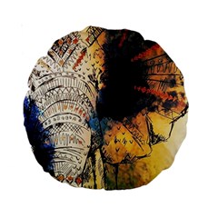 Elephant Mandala Standard 15  Premium Round Cushions by goljakoff