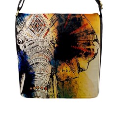 Elephant Mandala Flap Closure Messenger Bag (l) by goljakoff