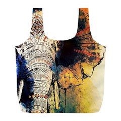 Elephant Mandala Full Print Recycle Bag (l) by goljakoff